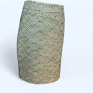 Kate Spade Chic Green and White tweed Pencil Skirt slit at bottom zip closure